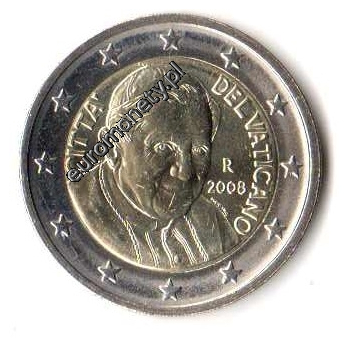 2 euro obiegowe Watykan 2008 - Benedykt XVI